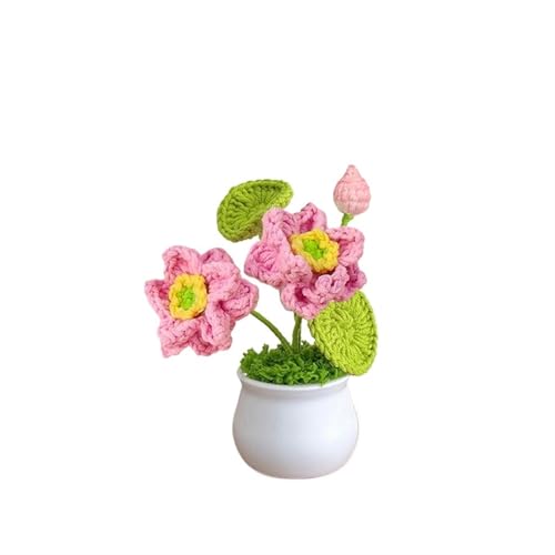 BTYQKZVPM，Häkelblumen,Gestrickte Blumen， Mini Crochet Potted Flower Hand-Pots Wedding Artificial Daisy Flower Desktop Decor(A7 13x10cm) von BTYQKZVPM