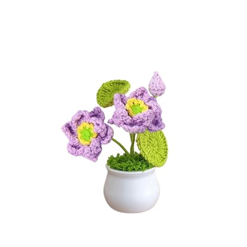 BTYQKZVPM，Häkelblumen,Gestrickte Blumen， Mini Crochet Potted Flower Hand-Pots Wedding Artificial Daisy Flower Desktop Decor(A8 13x10cm) von BTYQKZVPM