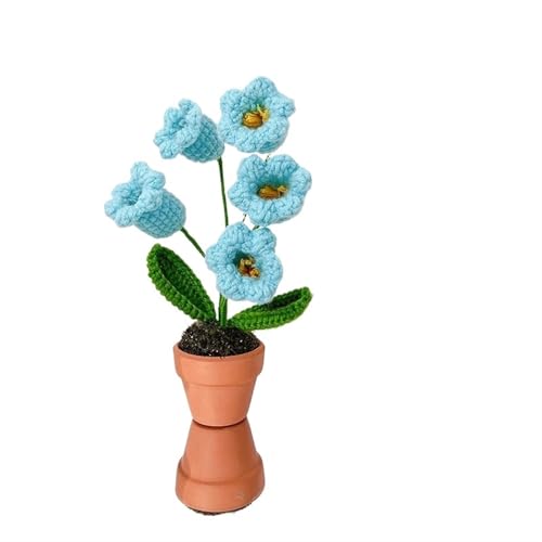 BTYQKZVPM，Häkelblumen,Gestrickte Blumen， Mini Crochet Potted Flower Hand-Pots Wedding Artificial Daisy Flower Desktop Decor(B2) von BTYQKZVPM