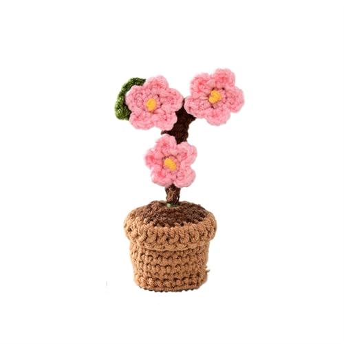 BTYQKZVPM，Häkelblumen,Gestrickte Blumen， Mini Crochet Potted Flower Hand-Pots Wedding Artificial Daisy Flower Desktop Decor(C1 12x4cm) von BTYQKZVPM