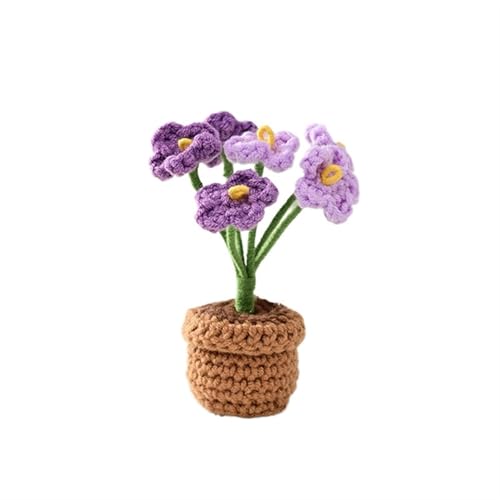 BTYQKZVPM，Häkelblumen,Gestrickte Blumen， Mini Crochet Potted Flower Hand-Pots Wedding Artificial Daisy Flower Desktop Decor(C2 12.5x4cm) von BTYQKZVPM