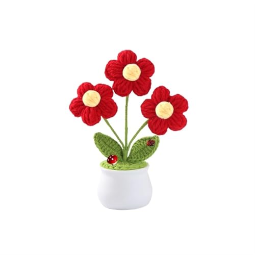 BTYQKZVPM，Häkelblumen,Gestrickte Blumen， Mini Crochet Potted Flower Hand-Pots Wedding Artificial Daisy Flower Desktop Decor(D1 13cm) von BTYQKZVPM