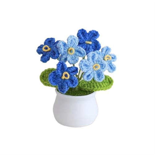 BTYQKZVPM，Häkelblumen,Gestrickte Blumen， Mini Crochet Potted Flower Hand-Pots Wedding Artificial Daisy Flower Desktop Decor(S3 10x5.5cm) von BTYQKZVPM