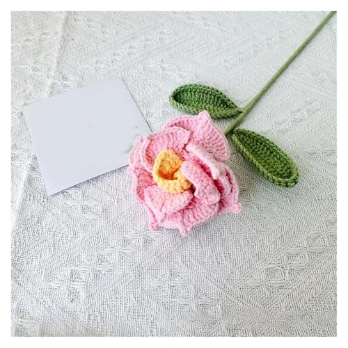 BTYQKZVPM，Häkelblumen,Gestrickte Blumen， Rose Artificial Flower Bouquet for Wedding Party Decoration Homemade Crochet Woven Flower(Light Pink) von BTYQKZVPM