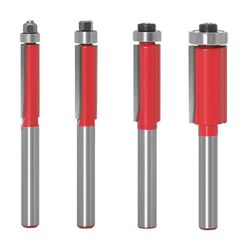 BTYQKZVPM Fräsersatz Set für Holzbearbeitung ， Fräser, 4-teiliges Bündigfräser-Bit-Set, 1/4 Zoll Schaft von BTYQKZVPM