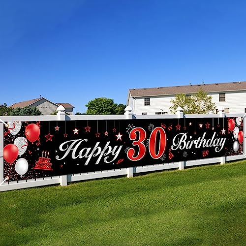 30.Geburtstagsfeier Dekorationen Banner,BTZO 30 Geburtstag Banner Rot Schwarz,30.Geburtstag Deko Hintergrund Lange Größe 30.geburtstag Banner Für Frauen und Männer Party Geburtstagdeko von BTZO