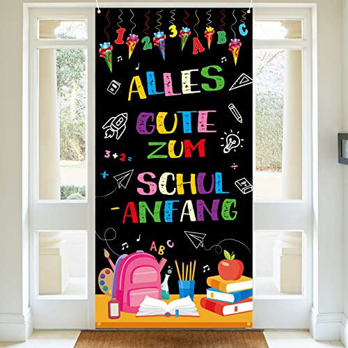 Einschulung Banner Deko,BTZO Alles Gute Zum Schulanfang Banner Schuleinführung Banner Deko Hintergrund Banner Photo Booth für Einschulung Dekoration 185x90cm von BTZO