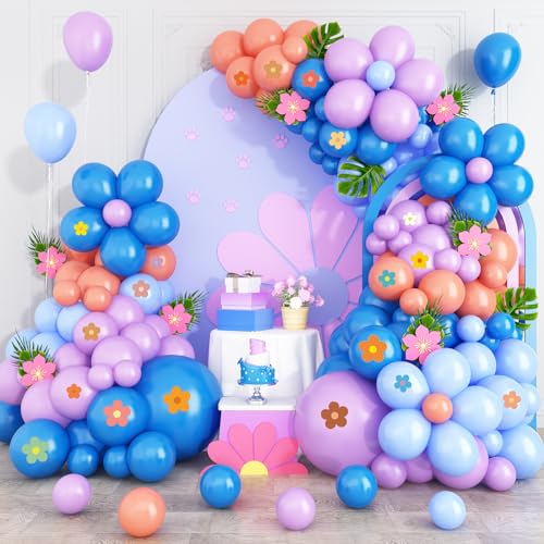 Luftballon Girlande Blau Lila,Rot Pastell Blumen Luftballon Kit mit Dunkelblau Luftballons für Thema Geburtstag Party Baby Dusche Taufe Braut Verlobung Hochzeit Dekoration von BTZO