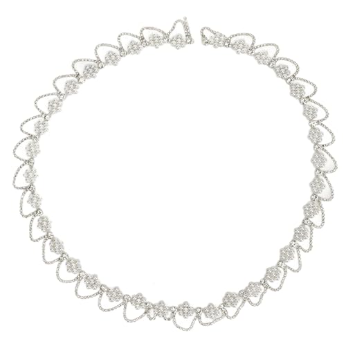 BUBTPKPJH Nähband, Spitzenrandbesatzband 1 Yard Perlenblumen-Strasskette, Elegante eingelegte Perlenperlen-Strassquastenkette, Kostüm-Nähbesätze von BUBTPKPJH