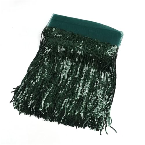 BUBTPKPJH Nähband, Spitzenrandbesatzband Borte for Nähen, Spitzenbesatz mit Paillettenquaste und Fransen for selbstgemachte Kleider.(Blackish Green) von BUBTPKPJH