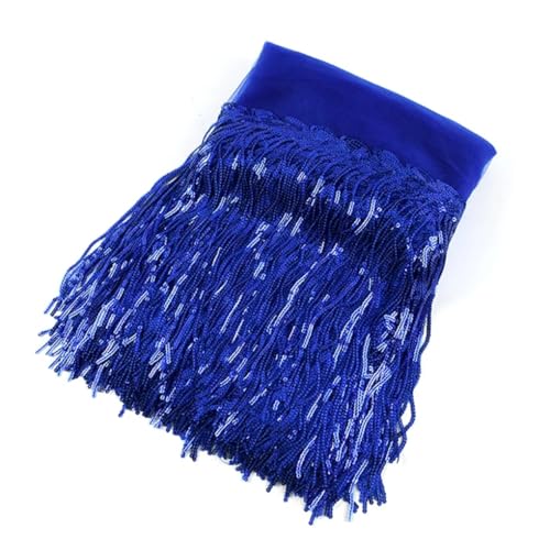 BUBTPKPJH Nähband, Spitzenrandbesatzband Borte for Nähen, Spitzenbesatz mit Paillettenquaste und Fransen for selbstgemachte Kleider.(Royal Blue) von BUBTPKPJH