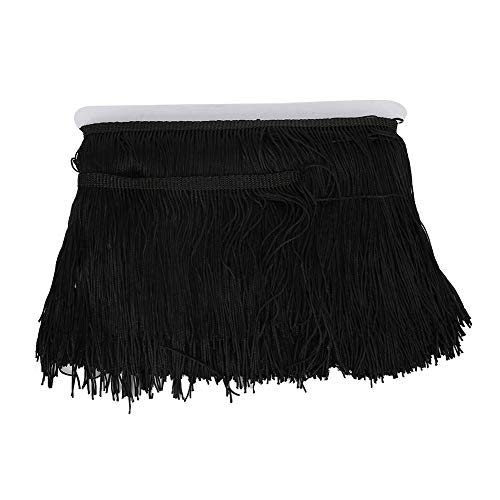 BUBTPKPJH Nähband, Spitzenrandbesatzband Quastengirlande, 9,1 m, Polyester, 14 cm Breite, Fransengirlande, Elegantes Fransen-Spitzenband(Black) von BUBTPKPJH