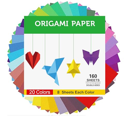 Origami-Papier, doppelseitig, Farbe, 160 Blatt, 20 Farben, 15,2 cm, quadratisch, leicht zu falten, für Anfänger von BUBU