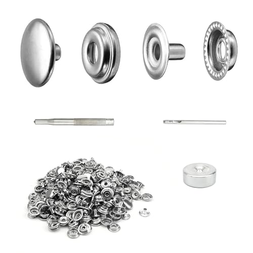 BUDPSI Druckknöpfe 100 Stück, 14,8 mm Druckknöpfe Ohne Nähen, Druckknöpfe Metall Kit, Geeignet für Kleidung, Taschen, Hüte, Kunsthandwerk Button Maschine Set von BUDPSI