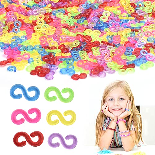 BUENTYA 1000 Stück Loom Bänder Zubehör S Clips Bunte Loombänder Verschlüsse 1.2x0.6x0.2cm Plastik Loops Werkzeug Erwachsene DIY Accessoires Loomclips für Den Anschluss von Band Armbänder von BUENTYA