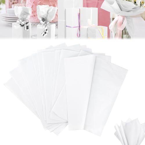 BUENTYA 150 Blatt Seidenpapier Weiß Verpackungsmaterial Seidenpapier zum Verpacken A4 Packseidenpapier Blumenseidenpapier Packseide Decoupage Papier Tissuepapier Verpackungspapier für DIY (29.7*21cm) von BUENTYA