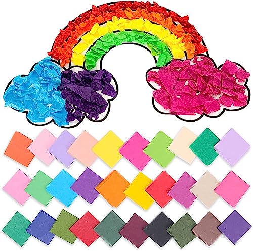 BUENTYA 3000 Blätter Seidenpapier Bunt 5 * 5cm Blätter Origami Papier 30 Farben Faltpapier Quadratisch Faltblätter Bastelpapier zum Kreieren Regenbogenpapier Buntes Papier Bastelpappe für DIY Deko von BUENTYA