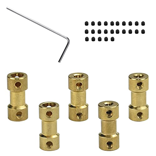 BUENTYA 5 Stück Wellenkupplung Messing Wellenadapter Wellenverbinder mit 20 Schrauben Single Wrench Connector Adapter 2-3mm /2-4mm/ 4-4mm /4-6mm /6-6mm Kupplung für Rollladenkurbel Mechanischer von BUENTYA