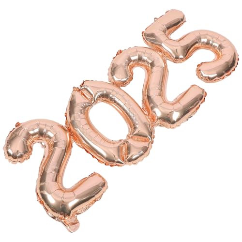 1 Satz 2025 Ballon 2025 Nummer 2025 Luftballons Ballon zur Dekoration Abschlussballons Roségoldene Luftballons Partyzubehör 2025 Neujahrsparty-Luftballons Aluminiumfolie Rose Gold BUGUUYO von BUGUUYO