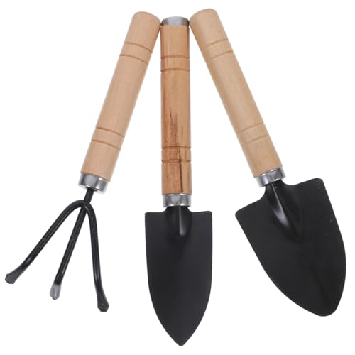 BUGUUYO 1 Satz Satz Gartenwerkzeug-Set Samen Gärtner Hacke Hauspflanze Grubber Gartenharke gartenarbeit set Gartenwerkzeug für Gartenarbeit Topfschaufel aus Holz Holzspaten Eisen Black von BUGUUYO