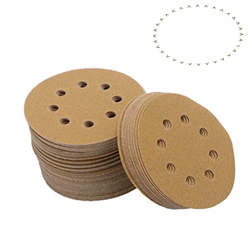 BUGUUYO 100 Stück 120 5 Zoll Schleifpapier Painting sandpaper grit sandpaper Polyester putty sandpaper Anti-clog sandpaper Deburring sandpaper 120er Schleifpapier kreisförmige Pads von BUGUUYO