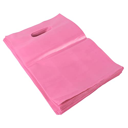 BUGUUYO 100st Tragetasche Aus Plastik Geschenkverpackungsbeutel Warentaschen Mit Griffen Massengeschenk Flache Partytaschen Verpackungsbeutel Für Kleidung Warenbeutel Rosa Neues Material von BUGUUYO