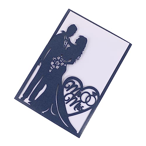 BUGUUYO 10St Grußkarte Einladungen zur Hochzeitsfeier Einladungskarte aus Papier Kleid jubiläumskarte anniversary card hohle Hochzeitskarte romantische Einladungskarten Blue von BUGUUYO