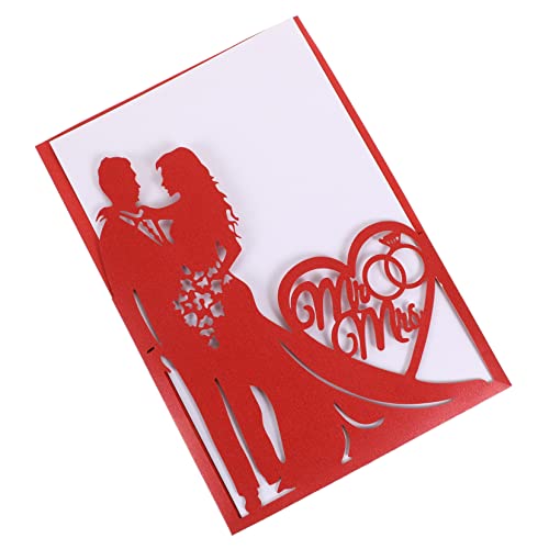 BUGUUYO 10St Grußkarte jubiläumskarte anniversary card Liebevolle Einladungen Hochzeitskleider für die Braut Hochzeitskleid aus Spitze Hochzeitsdekoration hohle Hochzeitskarte Papier rot von BUGUUYO