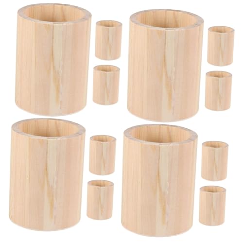 BUGUUYO 12 Stk Stifthalter Aus Holz Kochgeschirr Halter Für Büroklammern Bleistiftständer Geometrischer Bleistiftbecher Schreibtisch-mülleimer Desktop-organizer Utensil Beige Hölzern von BUGUUYO