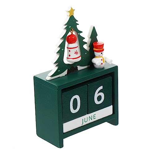 BUGUUYO 1stk Christbaumkalender Weihnachtsadvent Adventskalender Desktop-kalender Sterben Weihnachtszahl Datumsblöcke Desktop-weihnachtskalender Kalender-notizblock Green Hölzern von BUGUUYO