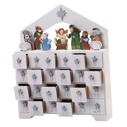 BUGUUYO 1stk Weihnachtsschmuck Dekor Für Den Tisch Miniaturdekoration Weihnachtsgeschenk Nussknacker Weihnachtsdeko Kalender Mit 24 Schubladen Weihnachts Adventskalender Hütte Holz Weiß von BUGUUYO