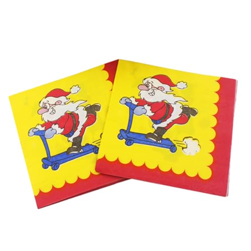 BUGUUYO 2 Weihnachtsservietten Abendessen Papierserviette Mode-dinner-papier Weihnachtsfeier Liefert Krippendekoration Santa Papierhandtücher Getränke Serviette Partyzubehör Esstisch Dekor von BUGUUYO