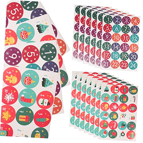 BUGUUYO 20 Blätter Weihnachtssiegelaufkleber adventskalenderaufkleber scrapbooking sticker Weihnachts-Adventskalender-Nummernaufkleber Weihnachtsschmuck geburtstagskarte aufkleber Papier von BUGUUYO