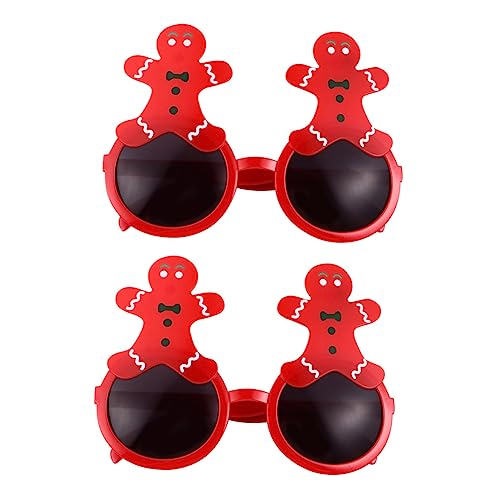 BUGUUYO 2St Gläser Party-Sonnenbrille Weihnachtsbrille Festival-Foto-Requisiten Weihnachts-Sonnenbrille camoing kinderfotoappart lebkuchen lustige Partybrille Brillengestelle Abs rot von BUGUUYO