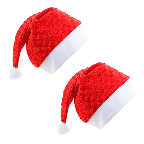 BUGUUYO 2St Herz-Weihnachtsmütze neuheit weihnachtsmützen Weihnachtshut für Erwachsene santa claus hat weihnachtsmannmützen Lustige Weihnachtsmütze Plüsch Weihnachtsmütze Flanell rot von BUGUUYO