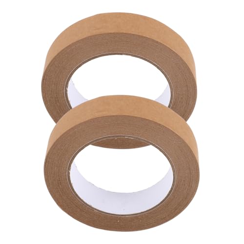 BUGUUYO 2St Klebeband geschenkverpackung verpackungsband Kartonband Etikettierband Stabiler Papiertape schleifen braunes Bastelband Kraftband für Karton Kraftdichtband Kraftpapier Brown von BUGUUYO