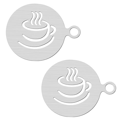 BUGUUYO 2st Kaffee-latte-form Wiederverwendbare Kaffeeschablonen Schicke Kaffeemaschine Latte-schablonen Diy-kaffeevorlagen Spitzen-kit Kaffee-schablone Keksform Rostfreier Stahl Silver von BUGUUYO