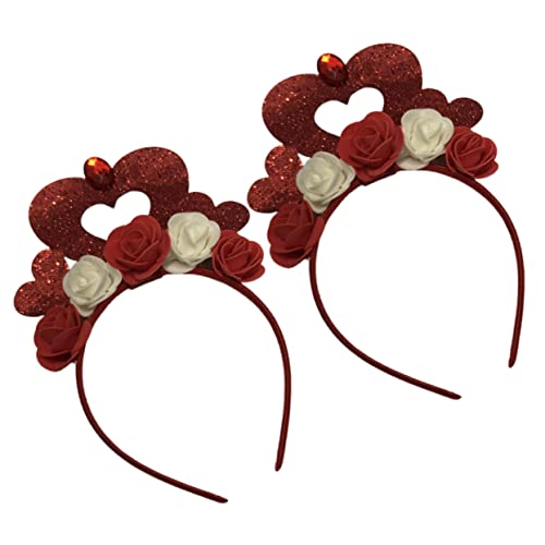 BUGUUYO 2st Valentinstag Stirnband Halloween- Feier-stirnband Haarschmuck Make-up-haar-stirnband Valentinstag Haarband Glitzer-party-prinzessin-dekoration Herz Rot Latte-kunst von BUGUUYO