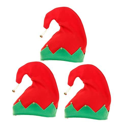 BUGUUYO 3 Stk Weihnachtsmütze Für Kinder Rollenspielkostüm Hut Mit Festival-thema Weihnachtsfeier Gefallen Weihnachtsrequisite Weihnachtself-kostüm Weihnachts Lustiger Hut Flanell Rot von BUGUUYO