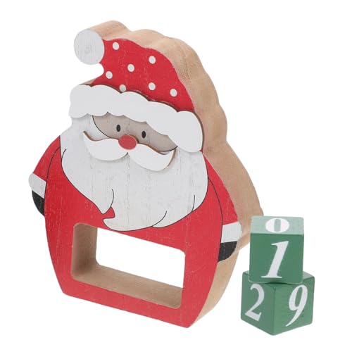 BUGUUYO 3d-kalender Schreibtischplaner 2024 Weihnachtsmann Herzstück Countdown-dekorationen Für Den Innenbereich Countdown Zum Weihnachtskalender Kalender-countdown-anzeige Hölzern Rot von BUGUUYO