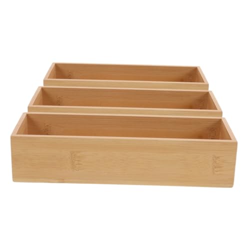 BUGUUYO 3st Aus Holz Desktop-organizer Aus Holz Speisekammer-organizer Schubladenorganisator Aus Holz Besteck-schubladen-organizer Kommode Aufbewahrungskorb Beige Bambus von BUGUUYO