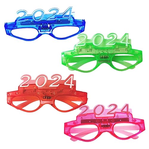 BUGUUYO 4 Paare 2024 Leuchtende Brille Leuchtende Brille Für Kinder Gastgeschenke Für Ostern Festival-foto-requisiten Lustige Sonnenbrillen Led-leuchtbrille Leuchtende Gläser Plastik von BUGUUYO