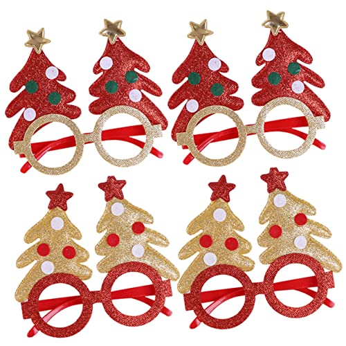 BUGUUYO 4 Stück Weihnachtsbaum Brillenrahmen Kinder Brillen Weihnachtsbaum Brillen Weihnachts Neuheits Brillen Weihnachts Party Brillenrahmen Abschlussball Brillen Weihnachts von BUGUUYO