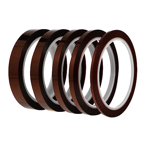 BUGUUYO 5 Rollen Hochtemperaturbeständiges Klebeband Heißpresspapier Kein Transferband Heizband Für Sublimation Klebeband Für Platine Wärmeband Abdeckband Subsensitiver Silikonkleber Brown von BUGUUYO