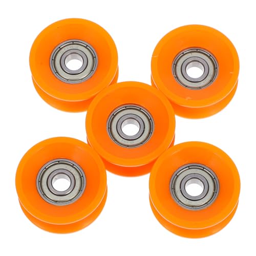 BUGUUYO 5 Stk Rolle Rolllager Beschläge für Schiebetüren Möbelbeschläge Schienenlager Rad Schiebetür Riemenscheibe tragende Riemenscheibe Rillenrad Rolltor-Riemenscheibe Nylon Orange von BUGUUYO