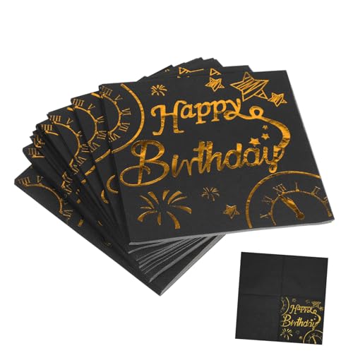 BUGUUYO 50 Stück Geburtstagsservietten „happy Birthday“ Aus Papier Elegante Partydekorationen Dinnerparty-servietten Geburtstagsbanner – up von BUGUUYO