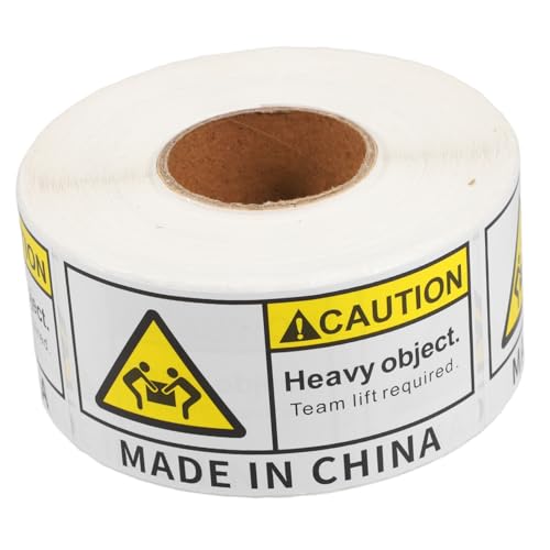 BUGUUYO 500 Blatt Rollen Mit „caution Heavy Object Team Lift Required“-klebeetiketten Und Warnaufklebern Für Versand Und Verpackung, Sichere Handhabung Und Transport von BUGUUYO