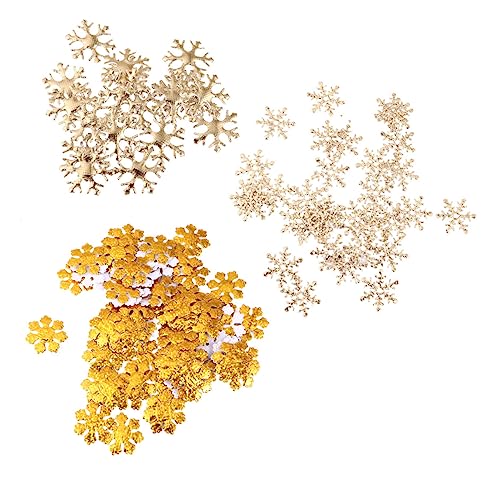 BUGUUYO 500 Stück Falsche Schneeflocken Weihnachtspaillette Weihnachtstischstreuung Feiertagstischkonfetti Christbaumschmuck Dekorationen Für Die Babyparty Weihnachtsschmuck Golden Stoff von BUGUUYO