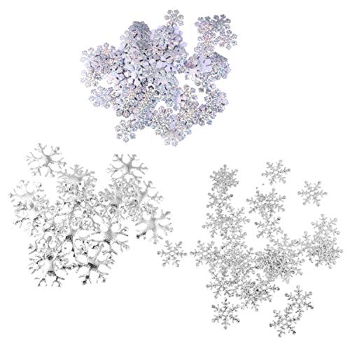 BUGUUYO 500 Stück falsche Schneeflocken Schneeflocken-Konfetti-Dekore silbernes Konfetti Krippendekor weihnachtsdeko hochzeitsdekoration lustiges konfetti Geburtstag Konfetti Stoff Silver von BUGUUYO