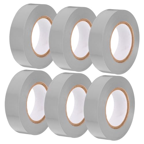 BUGUUYO 6 Rollen Isolierband Dichtungsband Kabelbaum Klebeband Buntes Klebeband Farbiges Klebeband Band Mit Hoher Hitze Hochtemperaturband Auto-drahtband Isolierbänder Pvc Grey von BUGUUYO